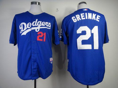 Dodgers #21 Zack Greinke Blue Cool Base Stitched MLB Jersey - Click Image to Close